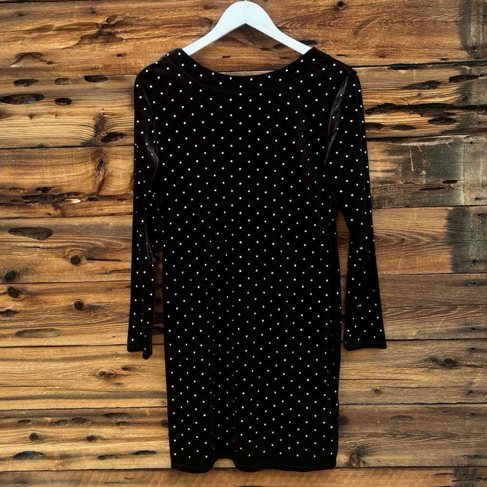 H&M | NWT Embellished Velour Long Sleeve Low Back Mini Dress L